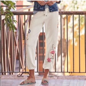 Driftwood Jeans Embroidered White Sweatpants